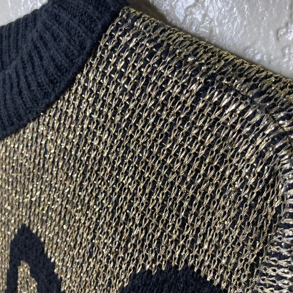 Vintage Jane Adams Sweater Womens Size XL? See Measurements Floral Metallic Gold - Picture 7 of 13